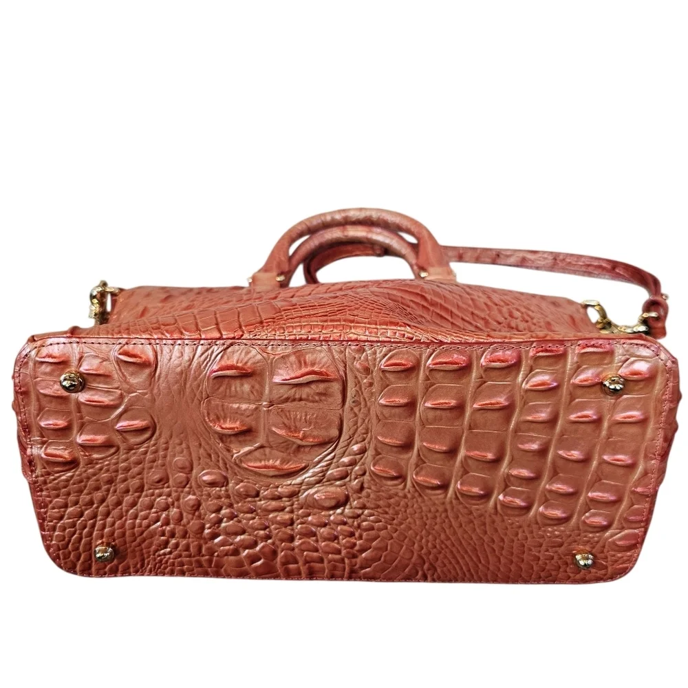 Brahmin Duxbury Pink Punch Melbourne Croc Leather and Card Holder Wallet Set